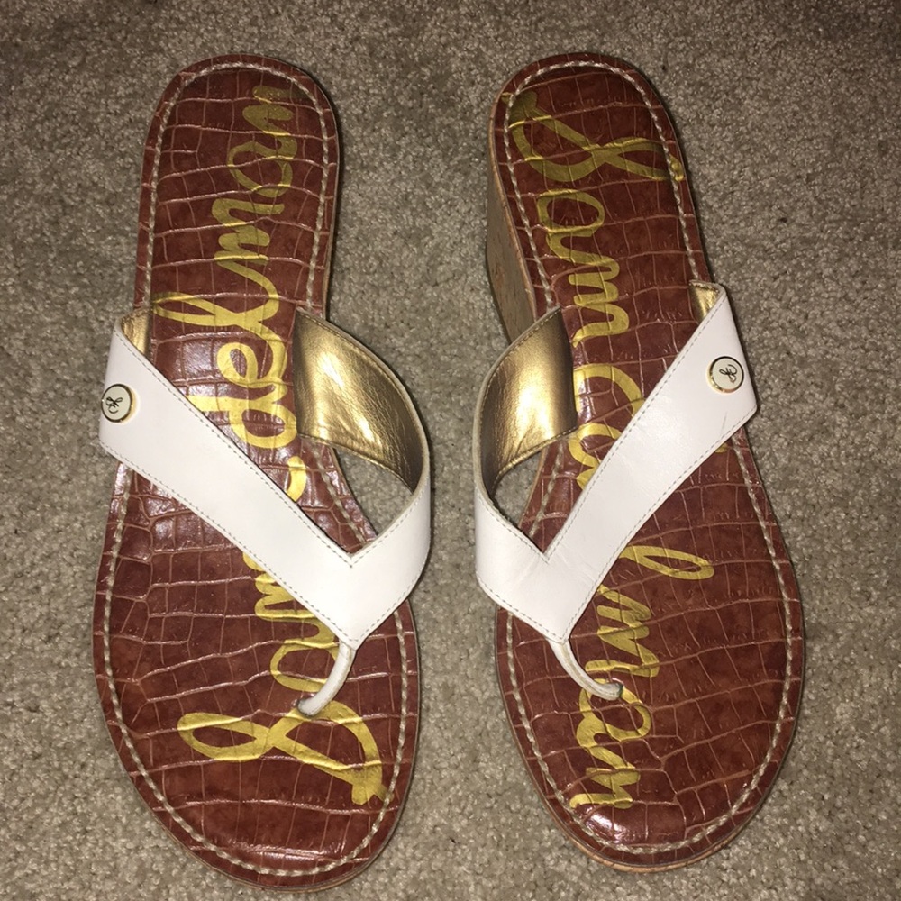 Sam Edelman White Cork Romy Heeled Sandals